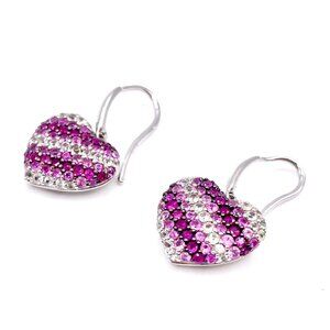 EFFY HEART EARRINGS, SILVER & PINK SAPPHIRE